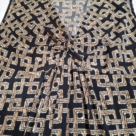 V Neck Short Dress Size L Sleeveless Knotted Front Stretchy Sleeveless Gathered - Picture 5 of 9